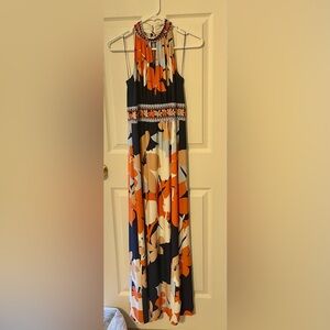 Floral Maxi Dress in Black and Orange